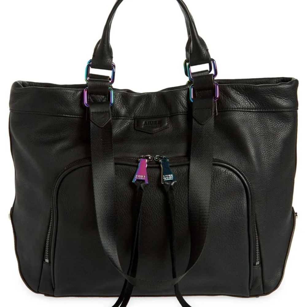 Aimee Kestenberg Black Convertible Tote with Metallic Accents